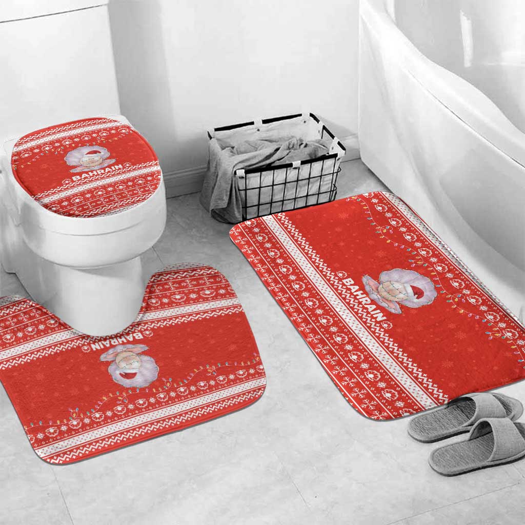 Bahrain Christmas Bathroom Set with Pearl Shell Design Red Snowflake Pattern and Holiday Lights - Wonder Print Shop