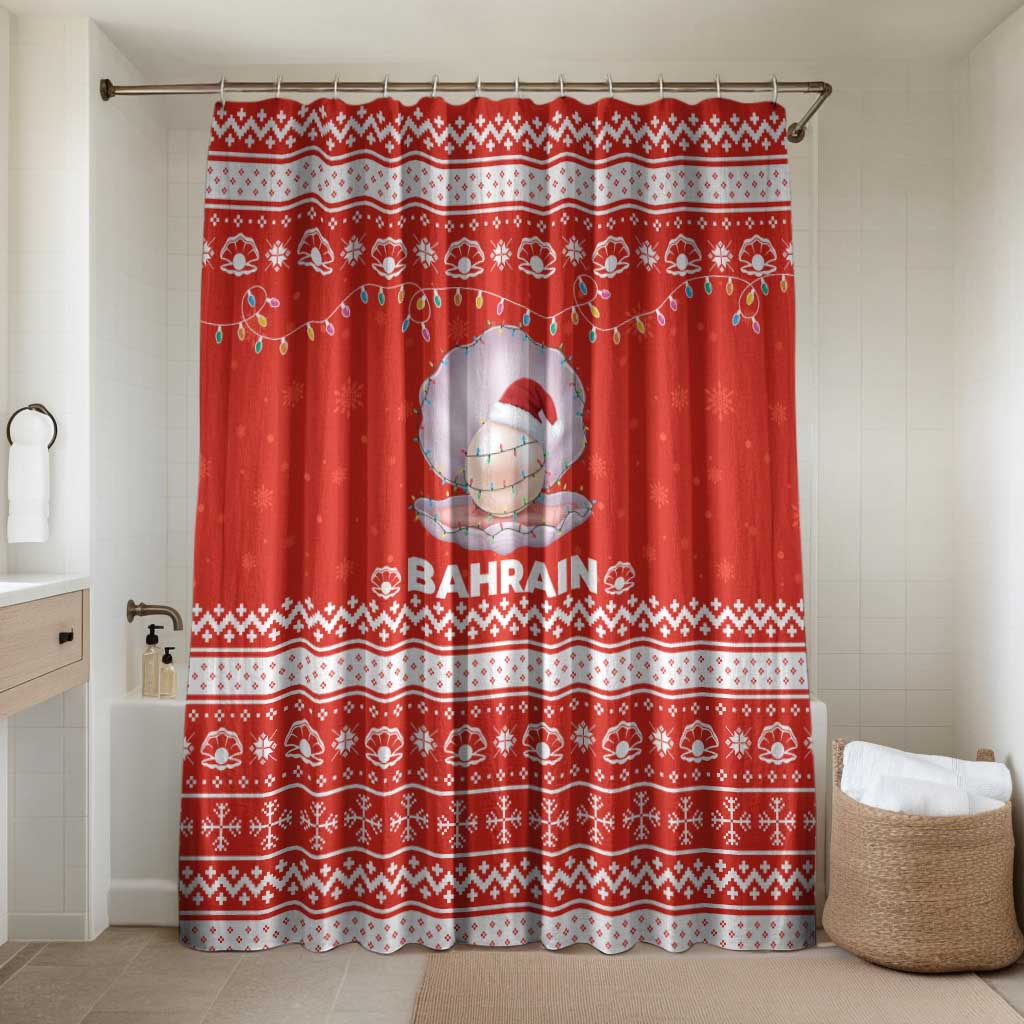 Bahrain Christmas Bathroom Set with Pearl Shell Design Red Snowflake Pattern and Holiday Lights - Wonder Print Shop