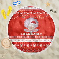Bahrain Christmas Beach Blanket with Pearl Shell Design Red Snowflake Pattern and Holiday Lights - Wonder Print Shop
