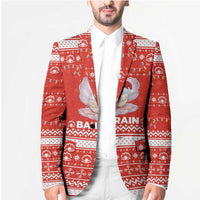 Bahrain Christmas Blazer with Pearl Shell Design Red Snowflake Pattern and Holiday Lights - Wonder Print Shop