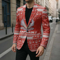 Bahrain Christmas Blazer with Pearl Shell Design Red Snowflake Pattern and Holiday Lights - Wonder Print Shop
