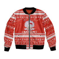 Bahrain Christmas Bomber Jacket with Pearl Shell Design Red Snowflake Pattern and Holiday Lights - Wonder Print Shop