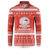 Bahrain Christmas Button Sweatshirt with Pearl Shell Design Red Snowflake Pattern and Holiday Lights - Wonder Print Shop