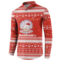 Bahrain Christmas Button Sweatshirt with Pearl Shell Design Red Snowflake Pattern and Holiday Lights - Wonder Print Shop