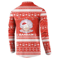 Bahrain Christmas Button Sweatshirt with Pearl Shell Design Red Snowflake Pattern and Holiday Lights - Wonder Print Shop