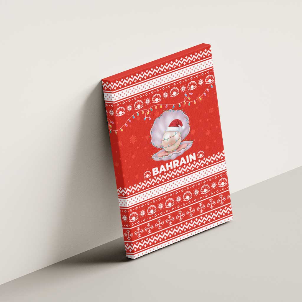 Bahrain Christmas Canvas Wall Art with Pearl Shell Design Red Snowflake Pattern and Holiday Lights - Wonder Print Shop