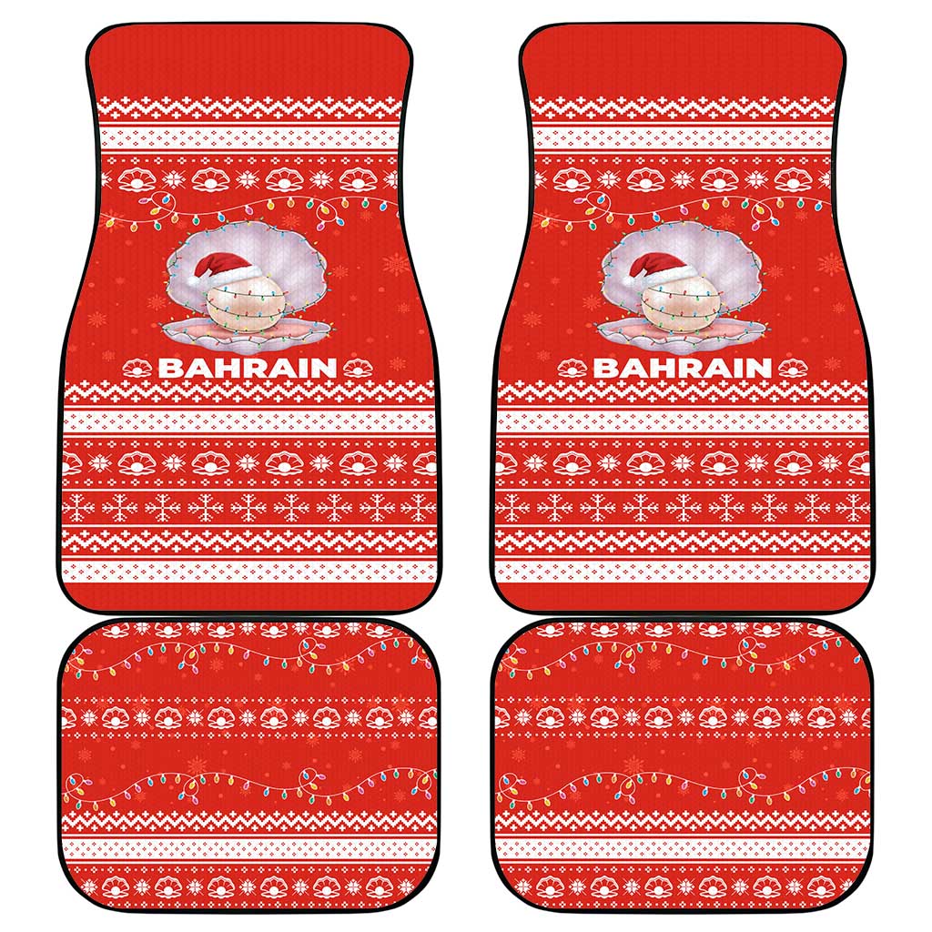 Bahrain Christmas Car Mats with Pearl Shell Design Red Snowflake Pattern and Holiday Lights - Wonder Print Shop