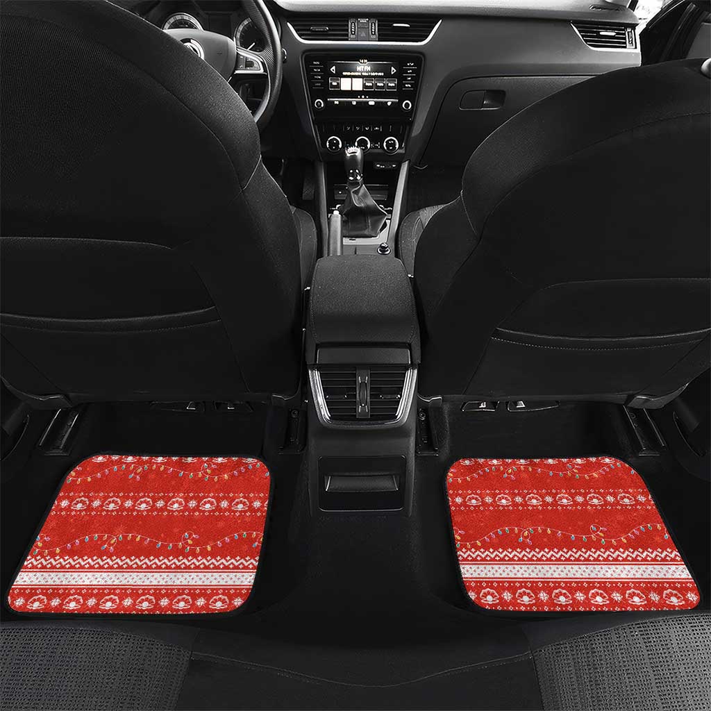 Bahrain Christmas Car Mats with Pearl Shell Design Red Snowflake Pattern and Holiday Lights - Wonder Print Shop