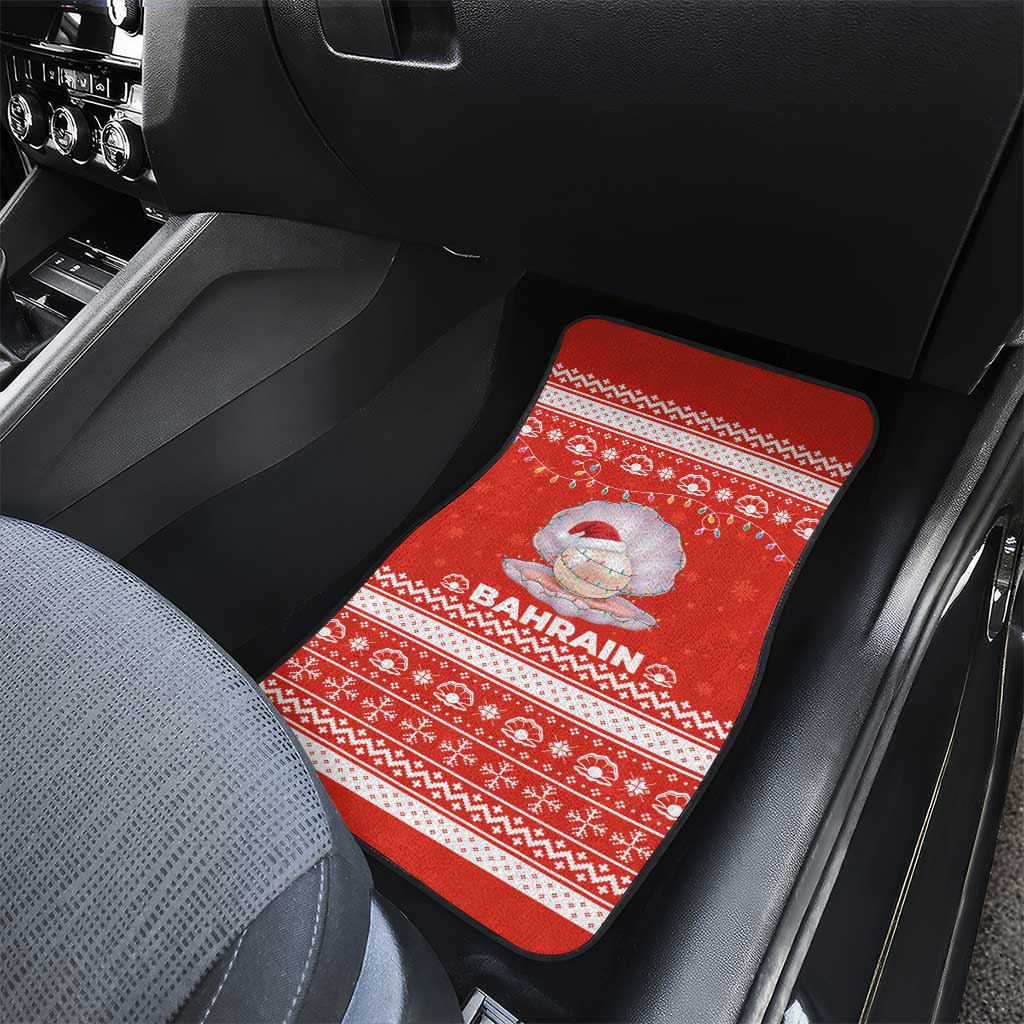 Bahrain Christmas Car Mats with Pearl Shell Design Red Snowflake Pattern and Holiday Lights - Wonder Print Shop