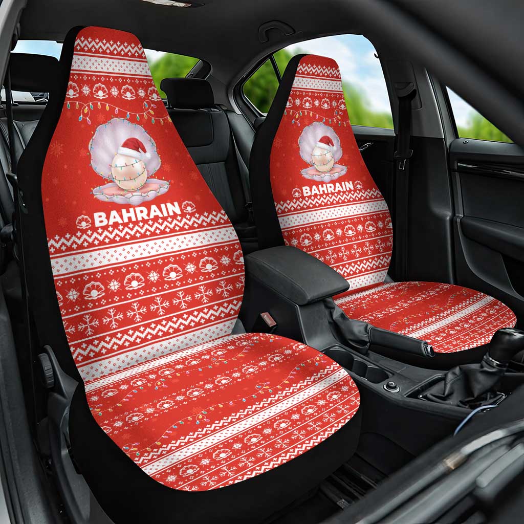 Bahrain Christmas Car Seat Cover with Pearl Shell Design Red Snowflake Pattern and Holiday Lights - Wonder Print Shop
