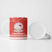 Bahrain Christmas Ceramic Mug with Pearl Shell Design Red Snowflake Pattern and Holiday Lights - Wonder Print Shop