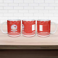 Bahrain Christmas Ceramic Mug with Pearl Shell Design Red Snowflake Pattern and Holiday Lights - Wonder Print Shop