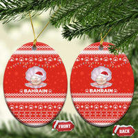 Bahrain Christmas Ceramic Ornament with Pearl Shell Design Red Snowflake Pattern and Holiday Lights - Wonder Print Shop
