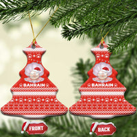 Bahrain Christmas Ceramic Ornament with Pearl Shell Design Red Snowflake Pattern and Holiday Lights - Wonder Print Shop