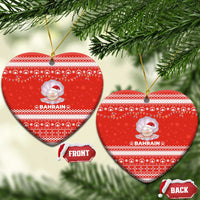 Bahrain Christmas Ceramic Ornament with Pearl Shell Design Red Snowflake Pattern and Holiday Lights - Wonder Print Shop
