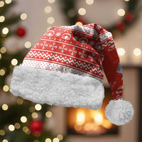 Bahrain Christmas Santa Hat with Pearl Shell Design Red Snowflake Pattern and Holiday Lights - Wonder Print Shop