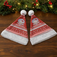 Bahrain Christmas Santa Hat with Pearl Shell Design Red Snowflake Pattern and Holiday Lights - Wonder Print Shop