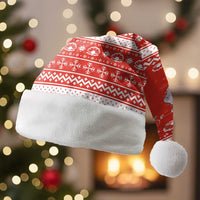 Bahrain Christmas Santa Hat with Pearl Shell Design Red Snowflake Pattern and Holiday Lights - Wonder Print Shop