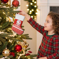 Bahrain Christmas Stocking with Pearl Shell Design Red Snowflake Pattern and Holiday Lights - Wonder Print Shop