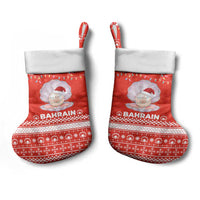 Bahrain Christmas Stocking with Pearl Shell Design Red Snowflake Pattern and Holiday Lights - Wonder Print Shop