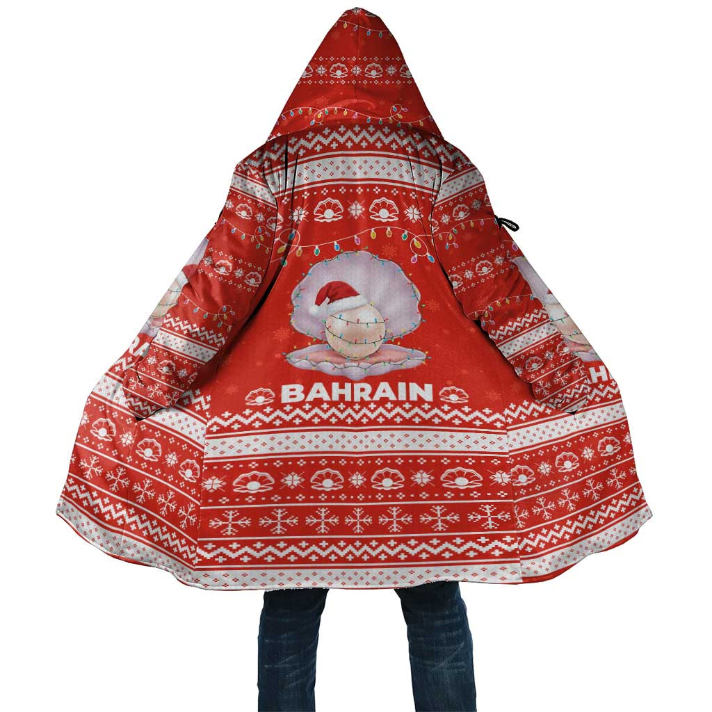 Bahrain Christmas Cloak with Pearl Shell Design Red Snowflake Pattern and Holiday Lights - Wonder Print Shop