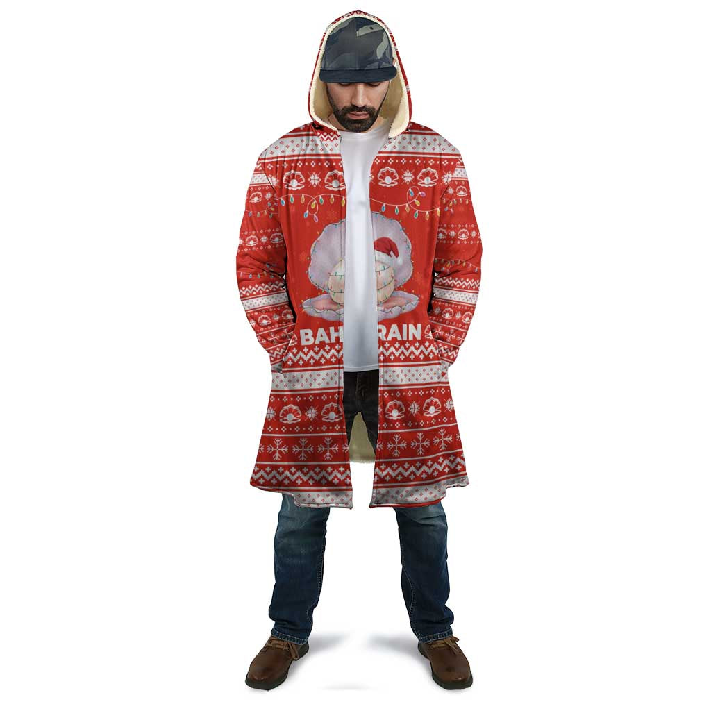 Bahrain Christmas Cloak with Pearl Shell Design Red Snowflake Pattern and Holiday Lights - Wonder Print Shop