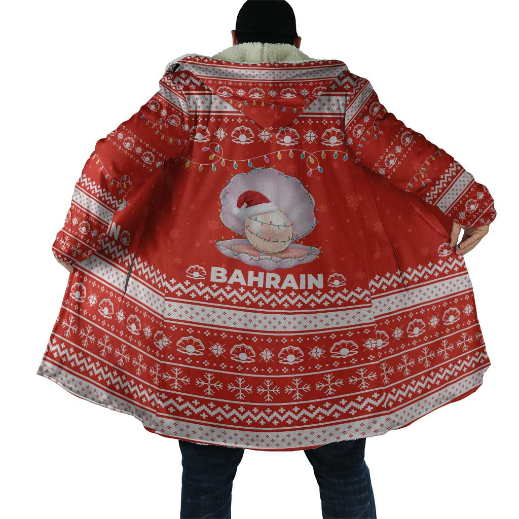 Bahrain Christmas Cloak with Pearl Shell Design Red Snowflake Pattern and Holiday Lights - Wonder Print Shop