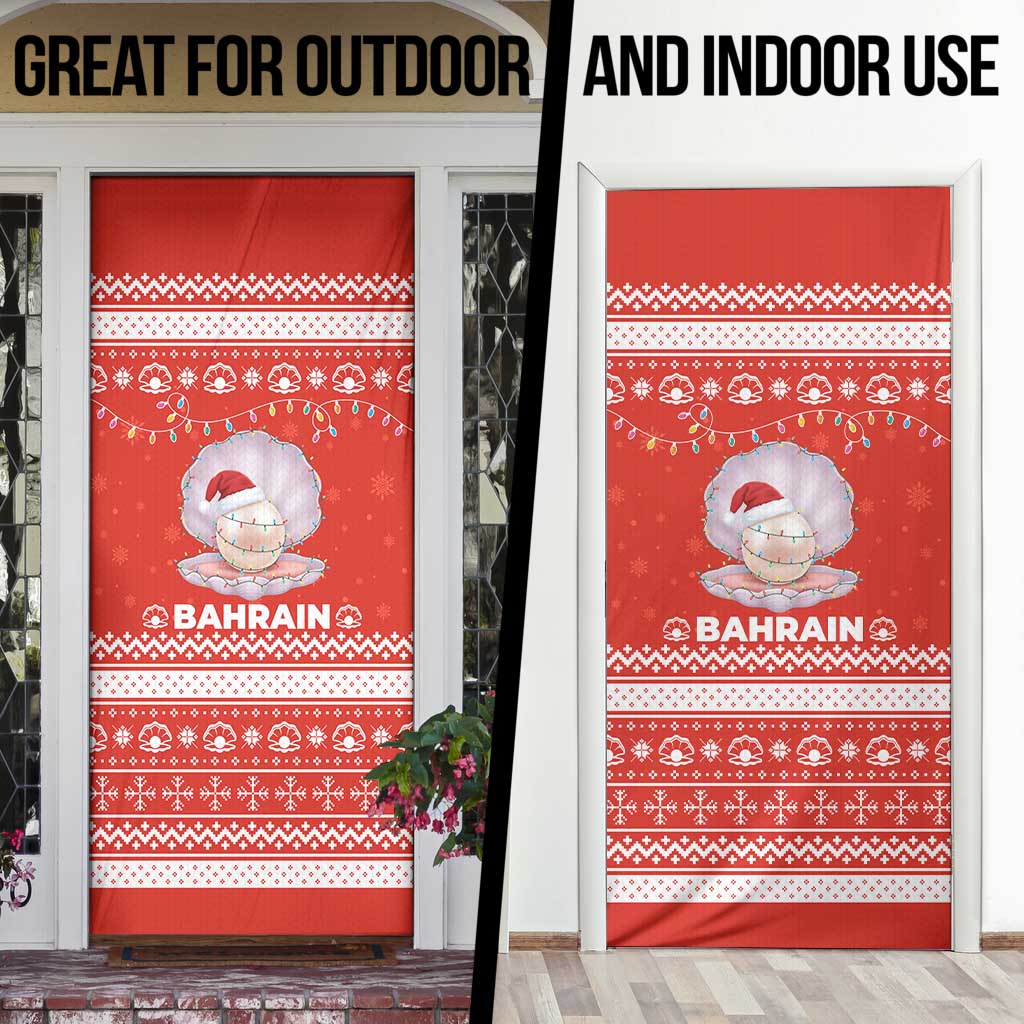Bahrain Christmas Door Cover with Pearl Shell Design Red Snowflake Pattern and Holiday Lights - Wonder Print Shop
