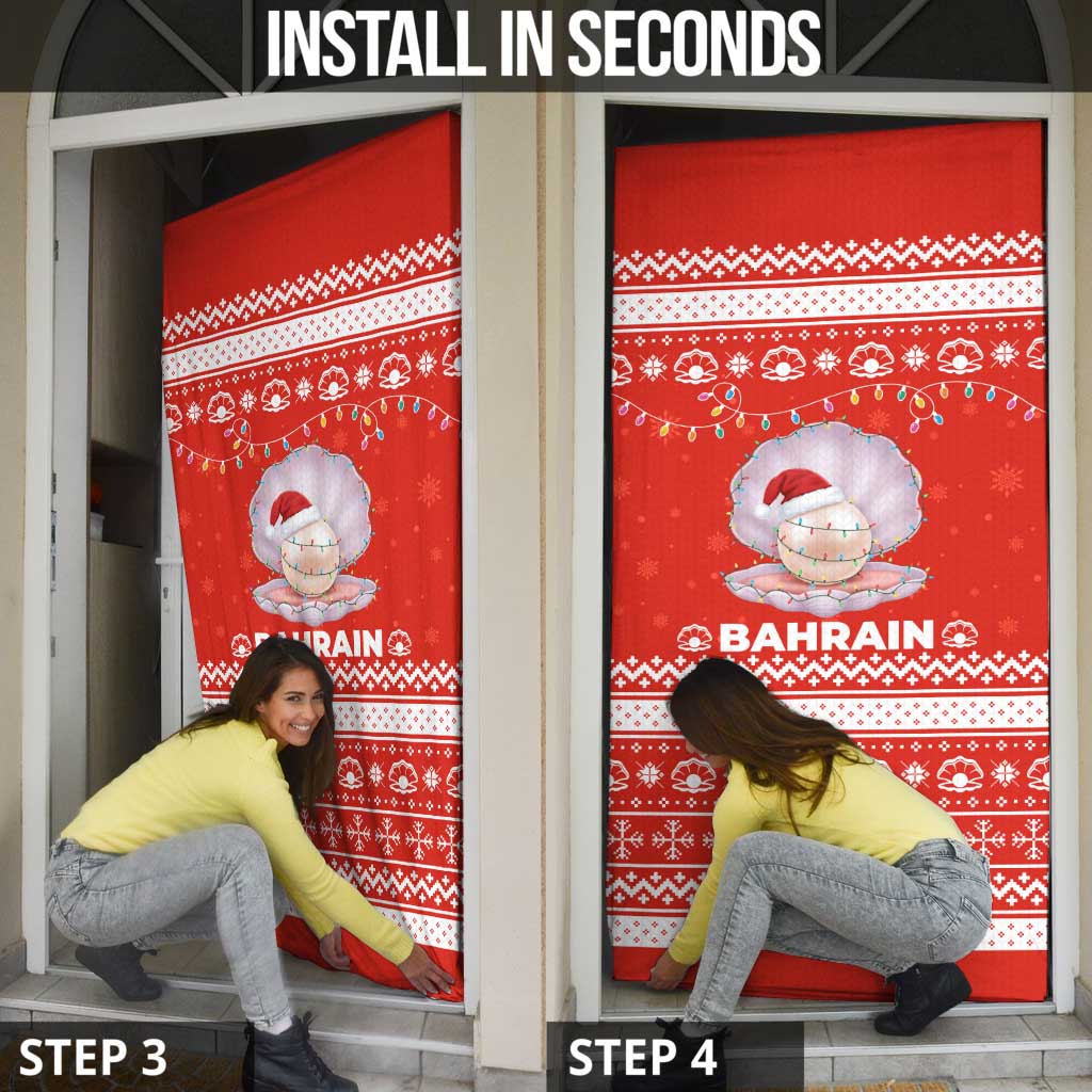 Bahrain Christmas Door Cover with Pearl Shell Design Red Snowflake Pattern and Holiday Lights - Wonder Print Shop