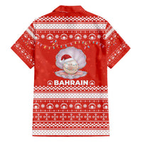 Bahrain Christmas Family Matching Long Sleeve Bodycon Dress and Hawaiian Shirt with Pearl Shell Design Red Snowflake Pattern and Holiday Lights - Wonder Print Shop