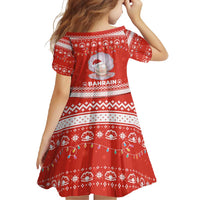 Bahrain Christmas Family Matching Mermaid Dress and Hawaiian Shirt with Pearl Shell Design Red Snowflake Pattern and Holiday Lights - Wonder Print Shop
