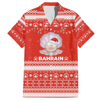 Bahrain Christmas Family Matching Off The Shoulder Long Sleeve Dress and Hawaiian Shirt with Pearl Shell Design Red Snowflake Pattern and Holiday Lights - Wonder Print Shop