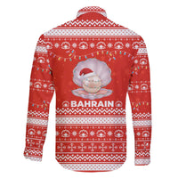 Bahrain Christmas Family Matching Off The Shoulder Long Sleeve Dress and Hawaiian Shirt with Pearl Shell Design Red Snowflake Pattern and Holiday Lights - Wonder Print Shop