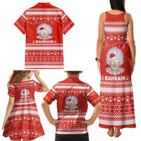 Bahrain Christmas Family Matching Tank Maxi Dress and Hawaiian Shirt with Pearl Shell Design Red Snowflake Pattern and Holiday Lights - Wonder Print Shop