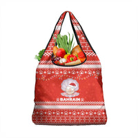 Bahrain Christmas Grocery Bag with Pearl Shell Design Red Snowflake Pattern and Holiday Lights - Wonder Print Shop