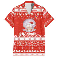 Bahrain Christmas Hawaiian Shirt with Pearl Shell Design Red Snowflake Pattern and Holiday Lights - Wonder Print Shop
