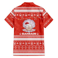Bahrain Christmas Hawaiian Shirt with Pearl Shell Design Red Snowflake Pattern and Holiday Lights - Wonder Print Shop