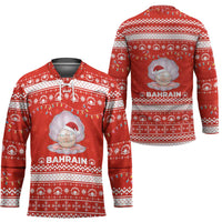 Bahrain Christmas Hockey Jersey with Pearl Shell Design Red Snowflake Pattern and Holiday Lights - Wonder Print Shop