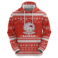 Bahrain Christmas Hoodie with Pearl Shell Design Red Snowflake Pattern and Holiday Lights - Wonder Print Shop