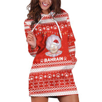 Bahrain Christmas Hoodie Dress with Pearl Shell Design Red Snowflake Pattern and Holiday Lights - Wonder Print Shop