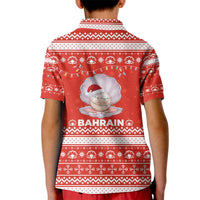 Bahrain Christmas Kid Polo Shirt with Pearl Shell Design Red Snowflake Pattern and Holiday Lights - Wonder Print Shop