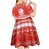 Bahrain Christmas Kid Short Sleeve Dress with Pearl Shell Design Red Snowflake Pattern and Holiday Lights - Wonder Print Shop