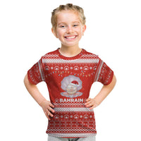 Bahrain Christmas Kid T Shirt with Pearl Shell Design Red Snowflake Pattern and Holiday Lights - Wonder Print Shop