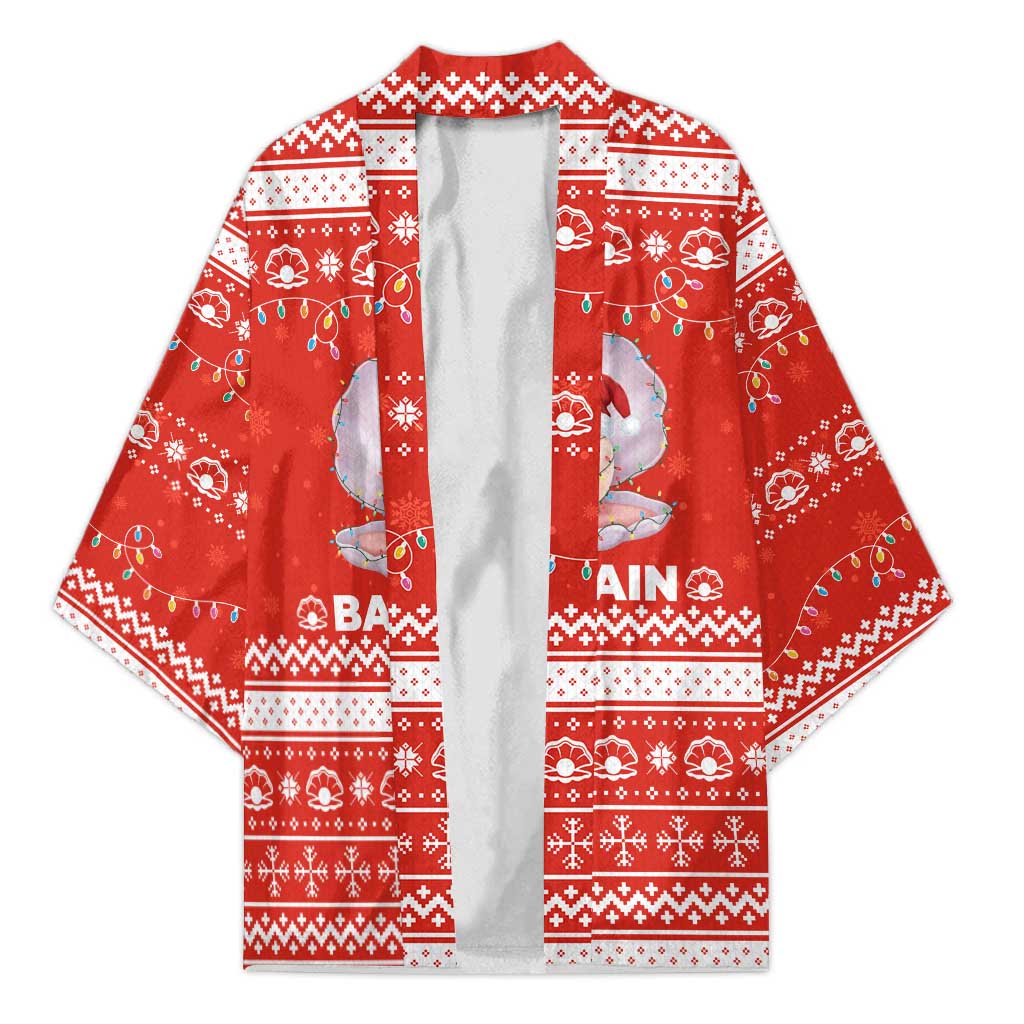 Bahrain Christmas Kimono with Pearl Shell Design Red Snowflake Pattern and Holiday Lights - Wonder Print Shop