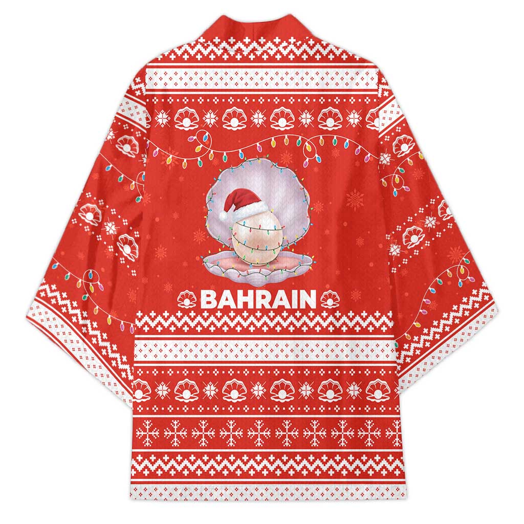 Bahrain Christmas Kimono with Pearl Shell Design Red Snowflake Pattern and Holiday Lights - Wonder Print Shop