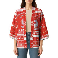 Bahrain Christmas Kimono with Pearl Shell Design Red Snowflake Pattern and Holiday Lights - Wonder Print Shop