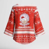 Bahrain Christmas Kimono Sleeve Blouse with Pearl Shell Design Red Snowflake Pattern and Holiday Lights - Wonder Print Shop