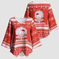 Bahrain Christmas Kimono Sleeve Blouse with Pearl Shell Design Red Snowflake Pattern and Holiday Lights - Wonder Print Shop
