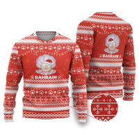 Bahrain Christmas Ugly Christmas Sweater with Pearl Shell Design Red Snowflake Pattern and Holiday Lights - Wonder Print Shop