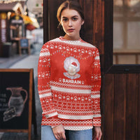 Bahrain Christmas Ugly Christmas Sweater with Pearl Shell Design Red Snowflake Pattern and Holiday Lights - Wonder Print Shop